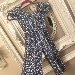 JESSICA SIMPSON GIRLS BLUE FLORAL JUMPSUIT